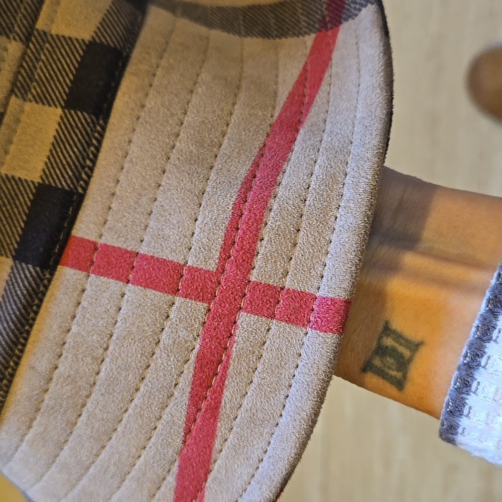 Designer Inspired Tan Suede-Like Plaid Bucket Hat - Picture 3 of 6